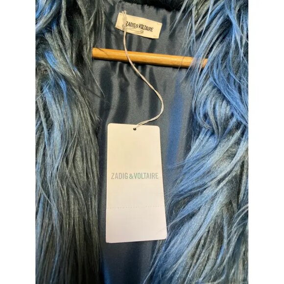 Zadig & Voltaire Faux Fur Bleu de Gris Coat - Picture 4 of 6